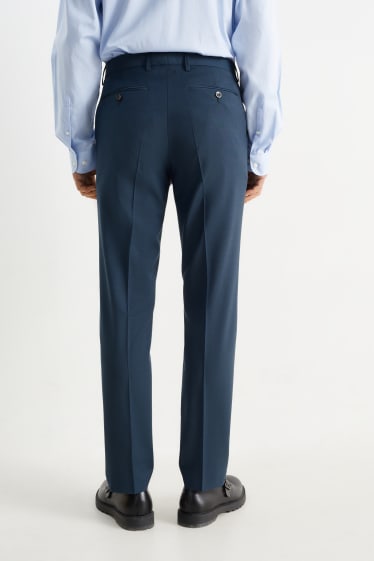 Hommes - Pantalon de costume - regular fit - Flex - laine mélangée - bleu foncé