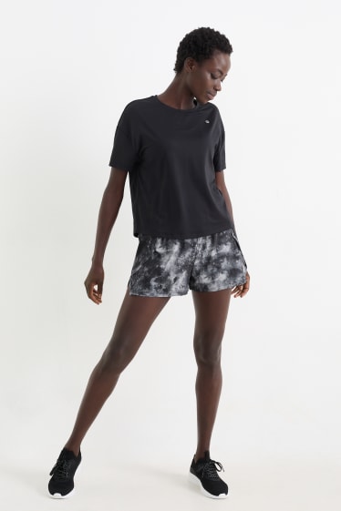 Mujer - Shorts funcionales - 4 Way Stretch - look 2 en 1 - estampados - negro