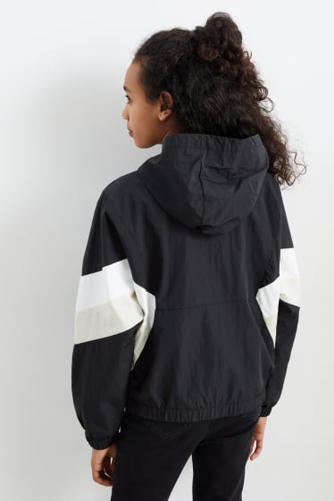Children - Jacket with hood - lined - water-repellent - black
