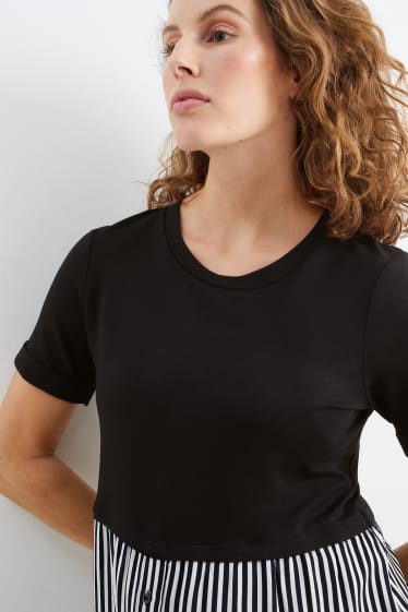 Dames - Zwangerschaps-T-shirt - 2-in-1-look - zwart