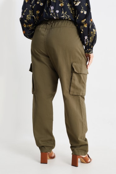 Femmes - Pantalon cargo - mid waist - straight fit - kaki