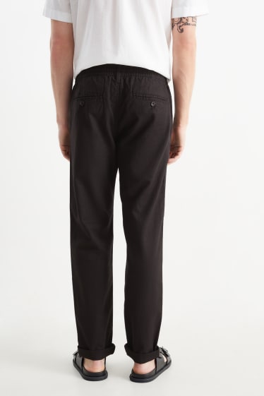Pánské - Kalhoty chino - tapered fit - lněná směs - černá