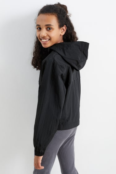 Kinder - Jacke mit Kapuze - gefüttert - wasserabweisend - schwarz