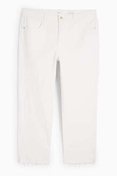 Dámské - Straight jeans - high waist - krémově bílá