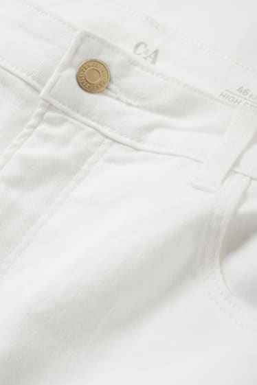 Donna - Straight jeans - vita alta - bianco crema