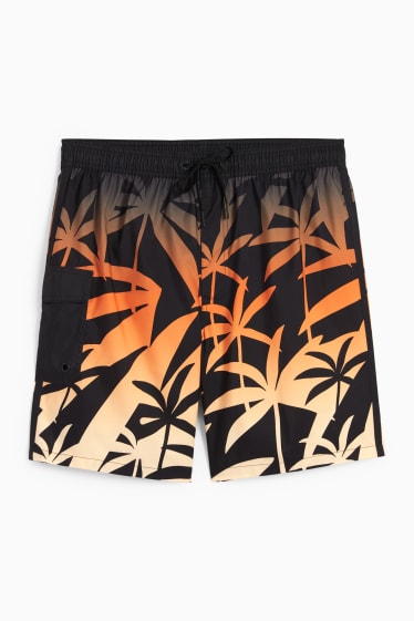 Herren - Badeshorts - orange / schwarz