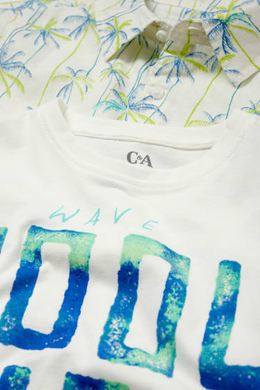 Kinderen - Palmboompje - set - T-shirt en overhemd - 2-delig - wit
