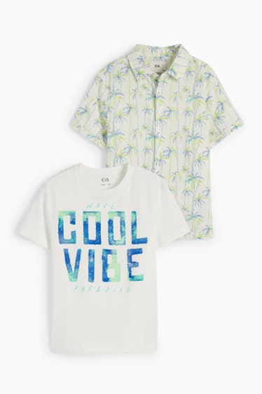 Kinderen - Palmboompje - set - T-shirt en overhemd - 2-delig - wit