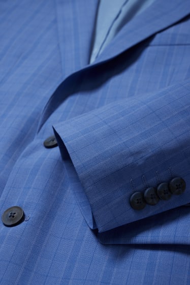 Pánské - Oblekové sako - slim fit - Flex - 4 Way Stretch - kostkované - modrá