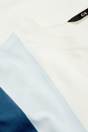 Heren - T-shirt - wit / lichtblauw