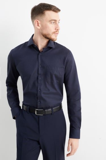 Heren - Business-overhemd - regular fit - cut away - gemakkelijk te strijken - donkerblauw