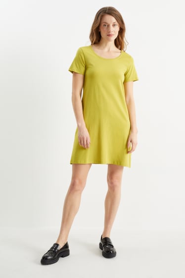 Dámské - Multipack 2 ks - tričkové šaty - hořčicově žlutá