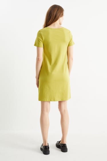 Damen - Multipack 2er - T-Shirt-Kleid - senfgelb