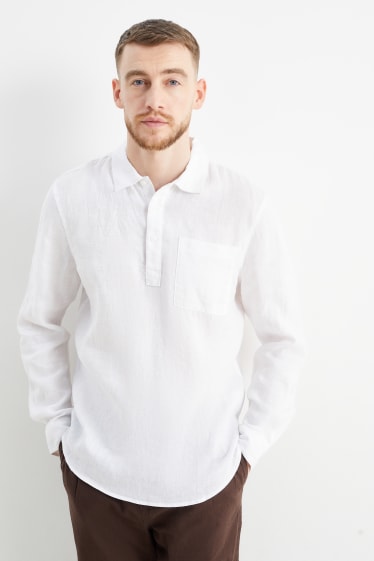 Hombre - Camisa de lino - regular fit - Kent - blanco