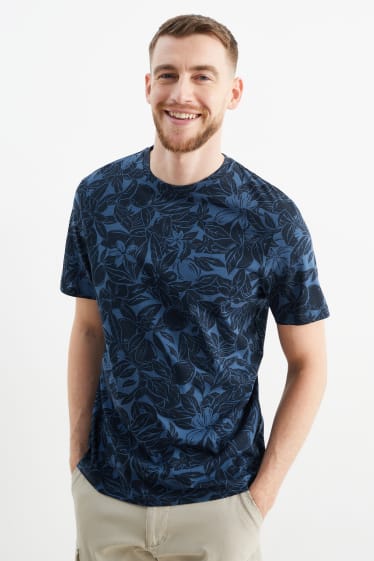 Heren - T-shirt - met patroon - donkerblauw