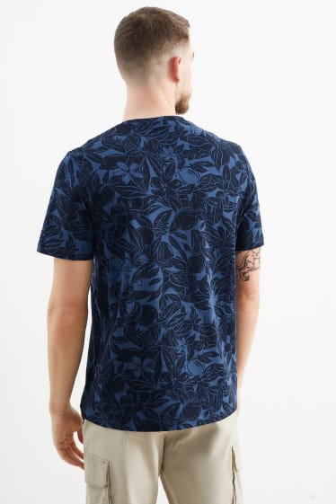 Heren - T-shirt - met patroon - donkerblauw