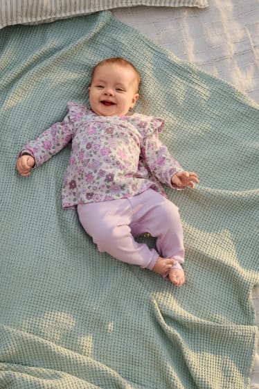 Babys - Blümchen - Baby-Outfit - 3 teilig - cremeweiß