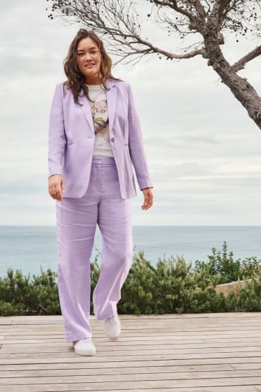 Dona - Pantalons de lli - mid waist - slim fit - violeta clar