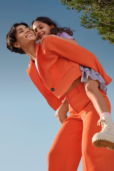 Femmes - Blazer court - relaxed fit - rembourré - orange