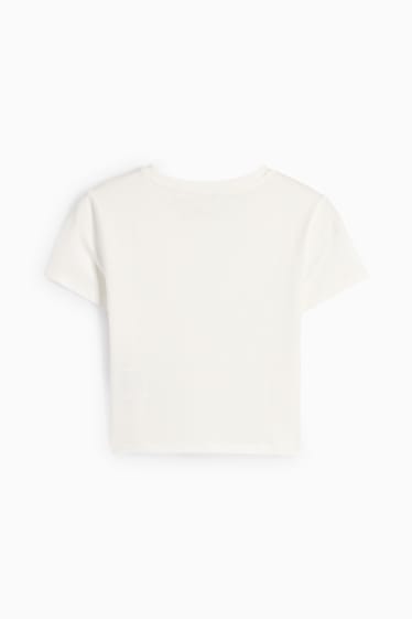 Femei - CLOCKHOUSE - tricou crop - alb-crem