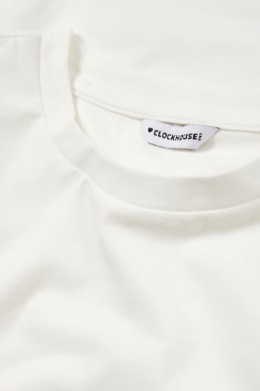 Dames - CLOCKHOUSE - kort T-shirt - crème wit