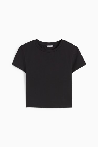 Femei - CLOCKHOUSE - tricou crop - negru
