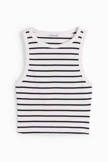 Teens & young adults - CLOCKHOUSE - cropped top - striped - white / black