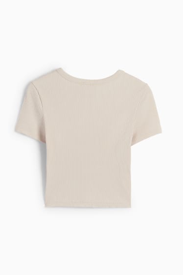 Tieners & jongvolwassenen - CLOCKHOUSE - kort T-shirt - licht beige