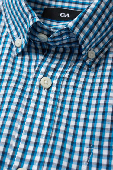 Herren - Hemd - Regular Fit - Button-down - kariert - blau