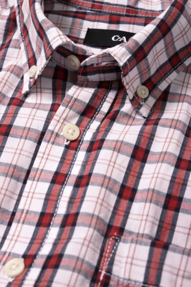 Uomo - Camicia - regular fit - button down - a quadretti - rosso