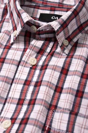 Heren - Overhemd - regular fit - button down - geruit - rood