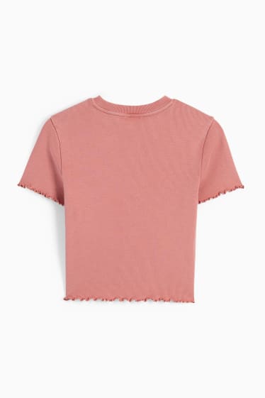 Teens & Twens - CLOCKHOUSE - Crop T-Shirt - dunkelrosa