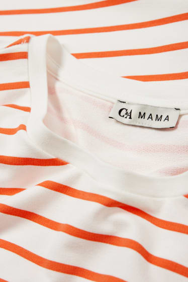 Women - Nursing T-shirt - striped - white / orange