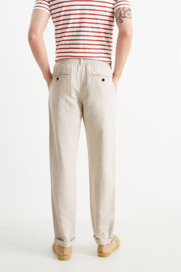 Hommes - Chino - tapered fit - lin mélangé - beige clair