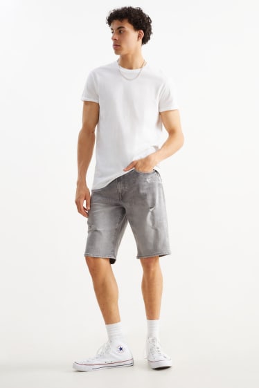 Hommes - Short en jean - jean gris clair
