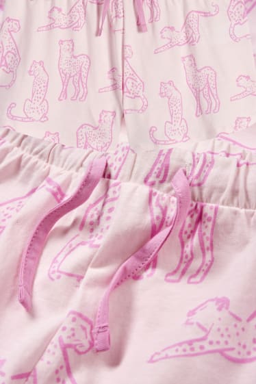 Kinderen - Luipaard - shortama - 2-delig - roze