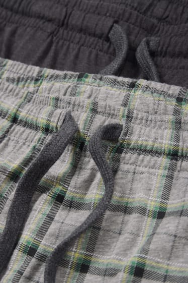 Heren - Set van 2 - pyjamashorts - donkergrijs