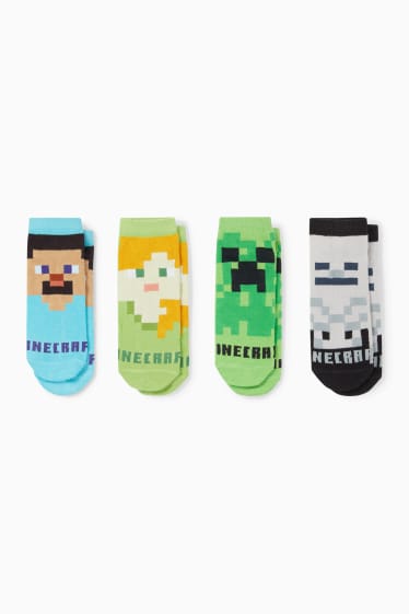 Copii - Multipack 4 perechi - Minecraft - șosete cu motive - verde