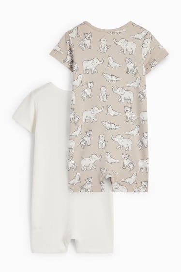 Bebeluși - Multipack 2 buc. - animale sălbatice - pijama salopetă bebeluși - alb-crem