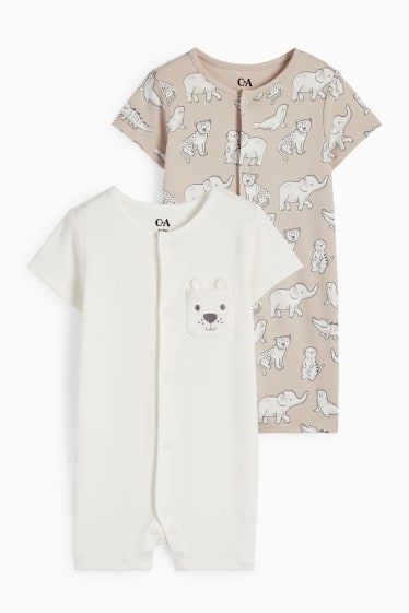 Bébés - Lot de 2 - animaux sauvages - pyjamas pour bébé - blanc crème
