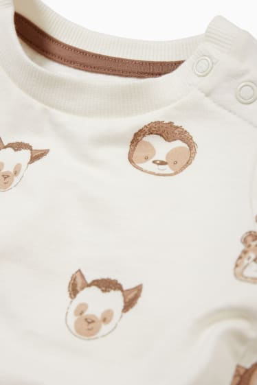 Bebeluși - Animale sălbatice - compleu bebeluși - 2 piese - alb-crem