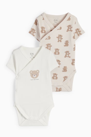 Unisex - Multipack 2er - Bärchen - Baby-Wickelbody - cremeweiß
