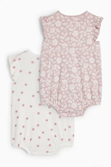 Babys - Set van 2 - bloemetjes - babypyjama - roze