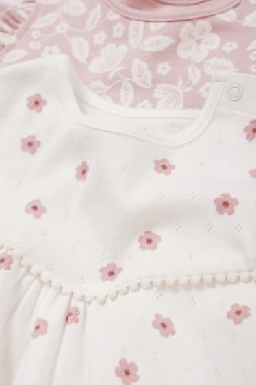 Bébés - Lot de 2 - petites fleurs - pyjamas bébé - rose