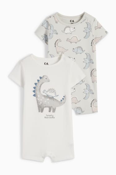 Bebeluși - băieți - Multipack 2 buc. - Dino - pijama salopetă bebeluși - gri deschis