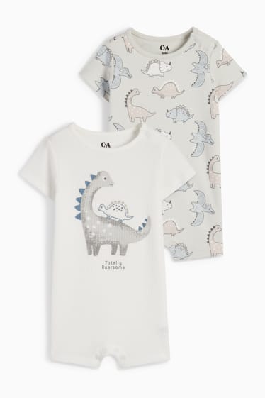 Babies - Multipack of 2 - dinosaur - baby sleepsuit - light gray