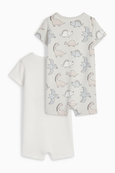 Bebés - Pack de 2 - dinosaurios - pijamas para bebé - gris claro