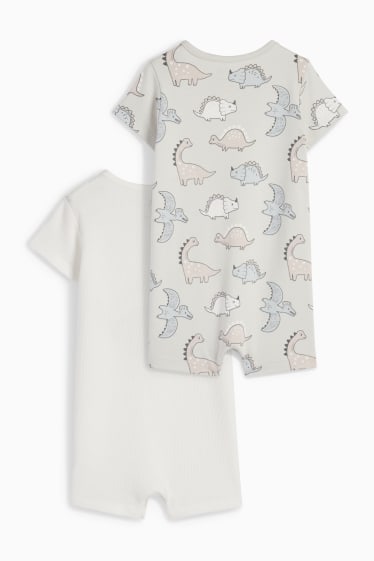 Babys - Set van 2 - dino - babypyjama - lichtgrijs