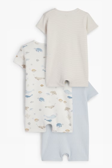 Bebés - Pack de 3 - animales marinos - pijamas para bebé - azul claro