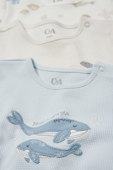 Niemowlęta - Wielopak, 3 szt. - morskie zwierzęta - piżamka niemowlęca - jasnoniebieski